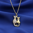 Load image into Gallery viewer, Meow & Forever Rhinestone Crystal Pendant Necklace 16" + 3" Extension