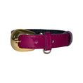 Load image into Gallery viewer, XS 7-14 Purple Patent Italian Leather Collar/Custom Gold Oval Italian Hardware by Allysa Payne Beverly Hills