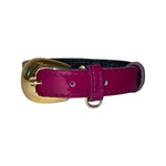 XS 7-14 Purple Patent Italian Leather Collar/Custom Gold Oval Italian Hardware