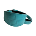 Load image into Gallery viewer, The Tiffany Collection. Gorgeous Turquoise Blue Embossed Croc Italian Leather 3” Wide Style Collar, With Silver Hardware