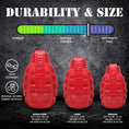 Load image into Gallery viewer, Grenade Shaped eDispenser Durable Dog Chew Toy & Treat Dispenser - Red & Blue
