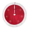 Load image into Gallery viewer, 48" Red Snowflake Embroidered Tree Skirt With Faux Fur Trim - Southlake Paws