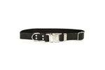 Modern Style Quick-Release Midnight Black Leather Dog Collar