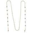 Load image into Gallery viewer, Purple Faux Cats Eye Bead Eyeglass Holder Chain Necklace 32"