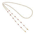 Load image into Gallery viewer, Purple Faux Cats Eye Bead Eyeglass Holder Chain Necklace 32"