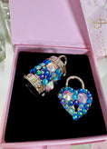 Load image into Gallery viewer, Blue Swarovski Crystal Love Charm Set by Allysa Payne Beverly Hills