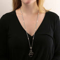 Load image into Gallery viewer, Dog On Scooter With Faux Pearl Badge & Eyeglass Holder Chain Necklace 30"