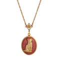 Load image into Gallery viewer, Sitting Cat Oval Enamel Locket Necklace 24"
