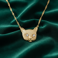 Load image into Gallery viewer, Meow Meow Crystal Eyes Pendant Necklace 17"