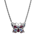 Load image into Gallery viewer, Light Sapphire & Amethyst Crystal Butterfly Pendant Necklace 16" + 3" Extension