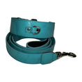 Load image into Gallery viewer, The Tiffany Collection. Gorgeous Turquoise Blue Embossed Croc Italian Leather Collar & Leash Set, With Our Classic Silver Hardware.