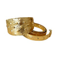 Load image into Gallery viewer, Glam Gold Embossed Studded Italian Leather 3 Wide Style Collar & Leash Set