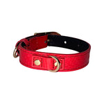 Dark Orange XS Snake 7”-14” Collar/Custom Gold Italian Hardware