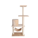 GleePet GP78590221 59-Inch Cat Tree In Beige With Hammock and Round Condo