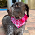 Load image into Gallery viewer, Pink Flowers Bandana Dog Collar With Bow - Southlake Paws
