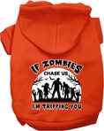 Load image into Gallery viewer, Halloween Pet Hoodie "If Zombies Chase Us, I'm Tripping You"