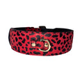 Load image into Gallery viewer, Red & Black Leopard Print Italian Leather Classic Collar