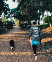 Puppies Make Me Happy Military Button Up | Present For Dog Lover