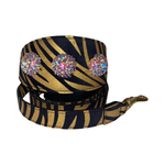 Black & Gold Zebra Print Italian Leather Collar & Leash