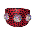 Load image into Gallery viewer, Glam Red & Black Leopard Print/ Custom Swarovski Crystal Rivet Collar