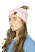 Load image into Gallery viewer, Dianthus Pink Ribbed Beanie with Pom