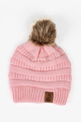 Load image into Gallery viewer, Dianthus Pink Ribbed Beanie with Pom