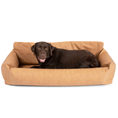 Load image into Gallery viewer, PupProtector™ Faux Leather Memory Foam Dog Car Bed - Camel