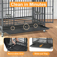 Load image into Gallery viewer, 37" Stackable Heavy Duty Dog Crate 371D03 with removable grid and slide-out tray for easy cleaning. Durable design on wheels.