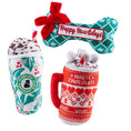Load image into Gallery viewer, Holly Cup, Green Stars Bone, & Haute Chocolate | Christmas Dog Toys