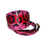 Fuchsia/Light Pink/Red & Black Custom Snake 4 Wide Style Collar & Leash Set