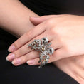 Load image into Gallery viewer, Light Topaz And Black Diamond Color Butterfly Stretch Ring