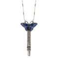 Load image into Gallery viewer, Multicolor Enamel Butterfly Etched Filigree Whistle Necklace 30"