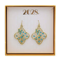 Load image into Gallery viewer, Butterfly & Cross Aqua Crystal Filigree Flower Drop Earrings