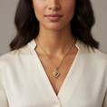 Load image into Gallery viewer, Onyx Gemstone Gold Pegasus Acanthus Pendant Necklace 16" + 3" Extender