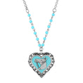 Load image into Gallery viewer, Turquoise Beaded Rolo Chain Filigree Heart Horse Pendant Necklace 18"