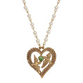 Load image into Gallery viewer, Crystal Heart Love Birds Pendant Necklace 15" + 3" Extension