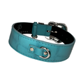 Load image into Gallery viewer, The Tiffany Collection. Gorgeous Turquoise Blue Embossed Croc Italian Leather/Custom Silver Swarovski Crystal Hardware Collar.