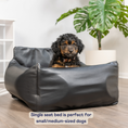 Load image into Gallery viewer, PupProtector™ Faux Leather Memory Foam Dog Car Bed - Black