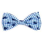 Blue Gingham Whales Bow Tie