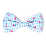 Aqua/White Gingham Flamingos Bow Tie