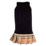 Plaid Layered-Look Two-fer Pet Pullover Turtleneck Sweater Dress