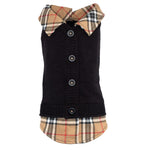 Plaid Layered-Look Two-fer Pet Pullover Cardigan Sweater