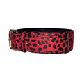 Load image into Gallery viewer, Red & Black Leopard Print Italian Leather Classic Collar