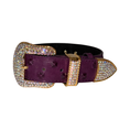 Load image into Gallery viewer, Glamorous Boysenberry, Embossed Studded Italian Leather, Swarovski Crystal Collar
