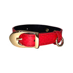Dark Orange XS Snake 7-14 Collar/Custom Gold Italian Hardware