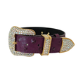 Load image into Gallery viewer, Glamorous Boysenberry, Embossed Studded Italian Leather, Swarovski Crystal Collar