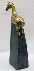 Load image into Gallery viewer, Large Extra Large Green and Gold Patina Stallion Horse Bronze Sculpture Figurine