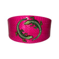 Load image into Gallery viewer, Fuchsia Pink Snake Collar With Green Rhinestone Alligators