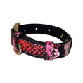 Load image into Gallery viewer, XS/S 7”-14” Fuchsia/Light Pink/Red & Black Snake Collar/Custom Gold Italian Hardware
