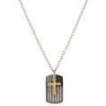 Load image into Gallery viewer, Cross Charm & American Flag Dog Tag Pendant Necklace 24"